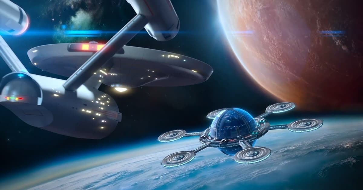 Star Trek Fleet Command starships near a space station